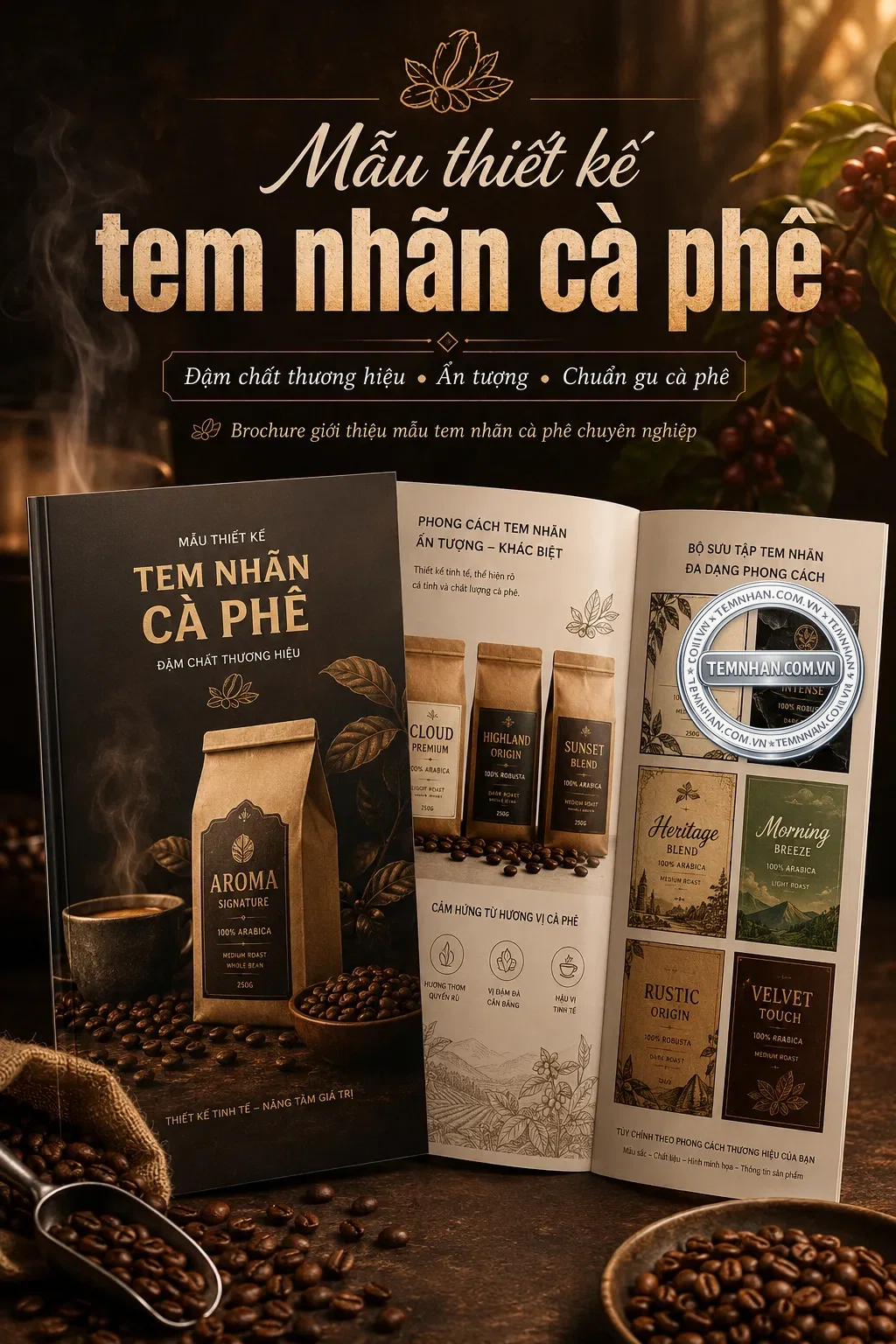 Mau Thiet Ke Tem Nhan Ca Phe