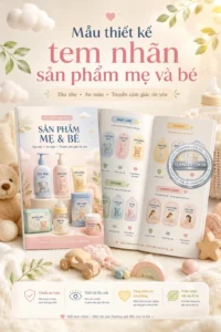 Mau Thiet Ke Tem Nhan San Pham Me Va Be