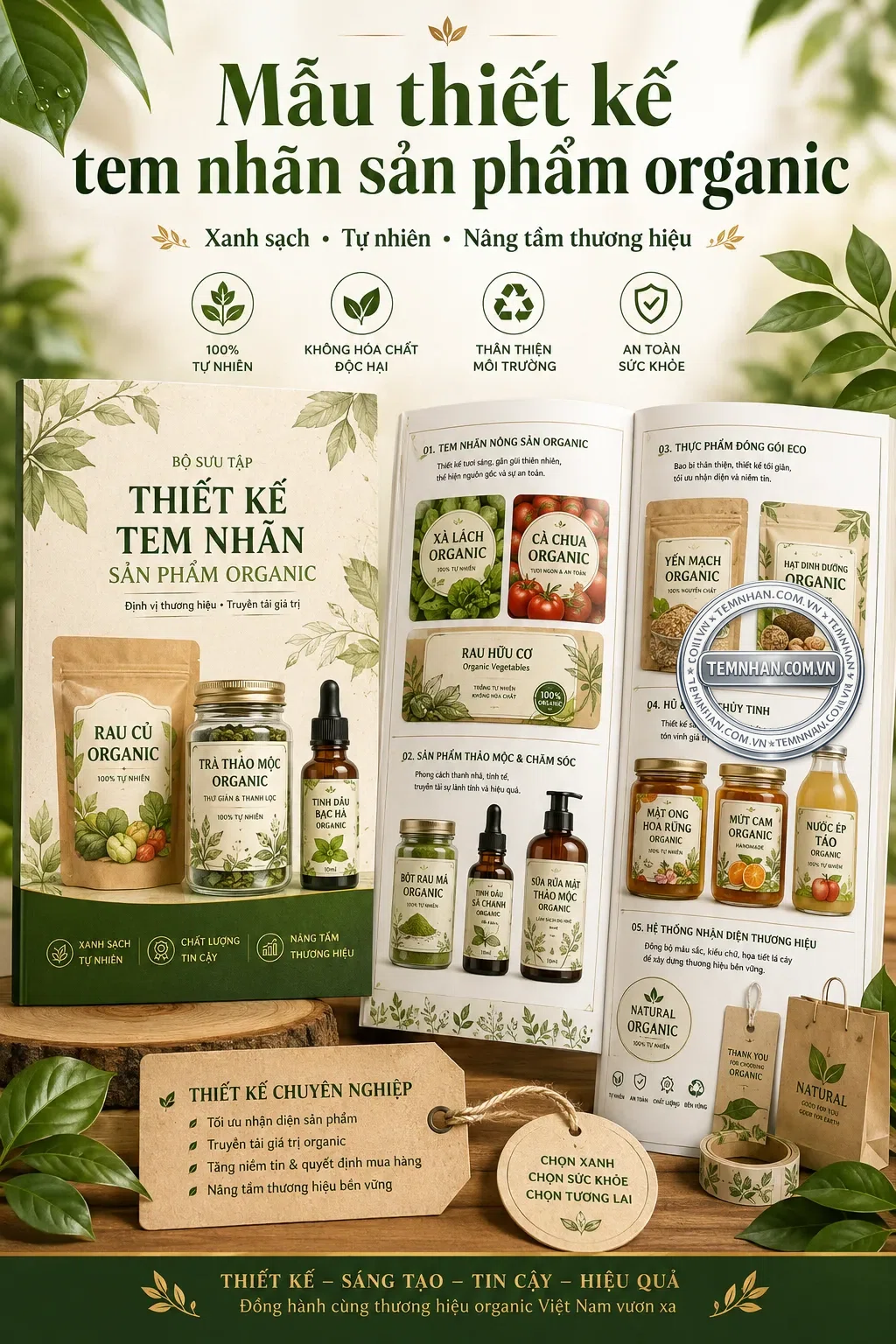 Mau Thiet Ke Tem Nhan San Pham Organic
